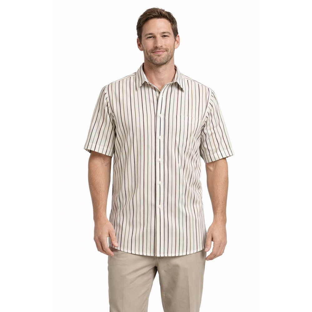 Ketch Button Down Shirt Mens 17.5 White Striped Short Sleeve Vintage Grandpacore